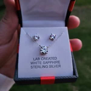 White Sapphire Necklace & Earrings Set